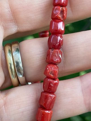 Collana corallo naturale argento 925 placcato oro