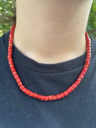 Collana corallo naturale argento 925 placcato oro