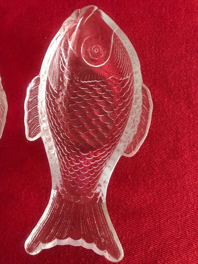 2 Cuencos de Cristal con Forma de Pez