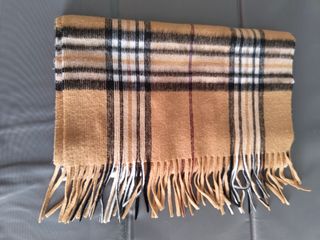 Bufanda de cuadros beige y multicolor