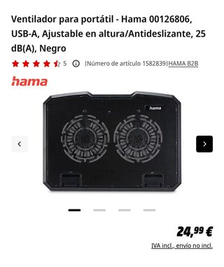 Ventilador Portátil Hama USB-A Negro