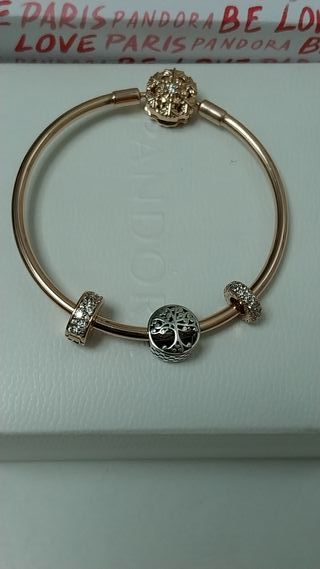 Pulsera Pandora Oro Rosa con Charms.