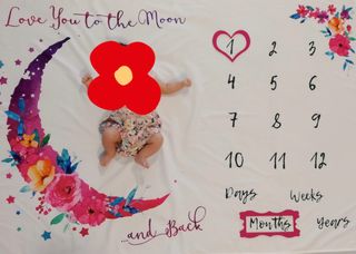 Manta Hitos Meses Bebé Luna y Flores