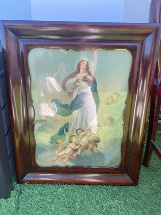 Cuadro mallorquín con marco de madera de caoba