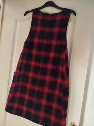 Vestido Peto Mango Cuadros Rojo Talla S