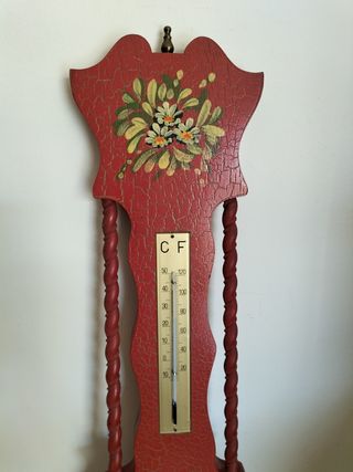 Barometro Vintage Termometro Igrometro Rosso