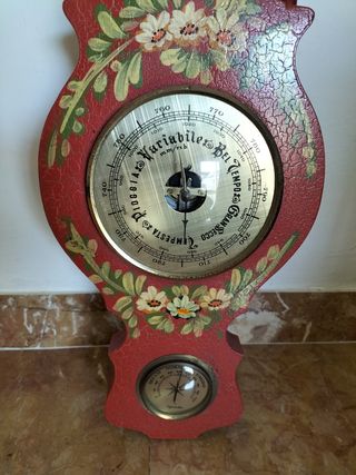 Barometro Vintage Termometro Igrometro Rosso
