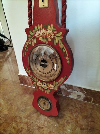 Barometro Vintage Termometro Igrometro Rosso