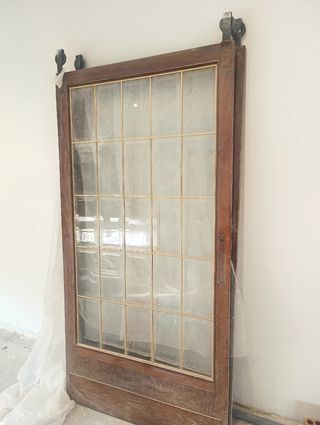Puertas corredera madera con cristal 2m x 1m 