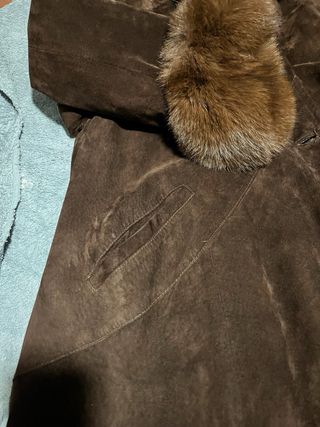 Montone donna in pelle scamosciata marrone