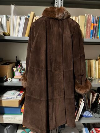 Montone donna in pelle scamosciata marrone