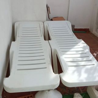 Lote 2 Tumbonas Jardín Blancas Plástico