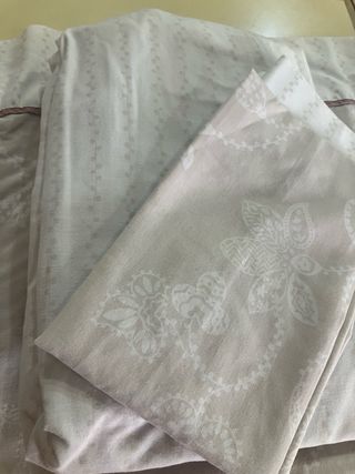 Juego Sábanas Cama 90 Beige y Blanco