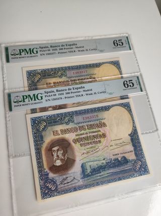 Billetes 500 Pesetas 1935 PMG 65 EPQ