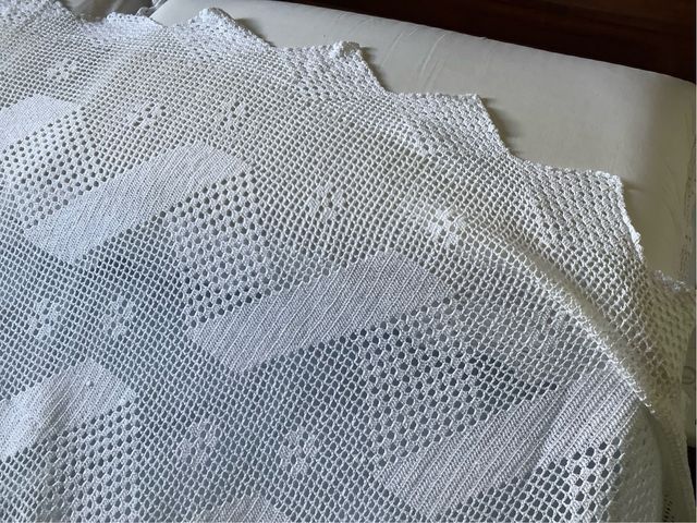 Copriletto uncinetto bianco/beige