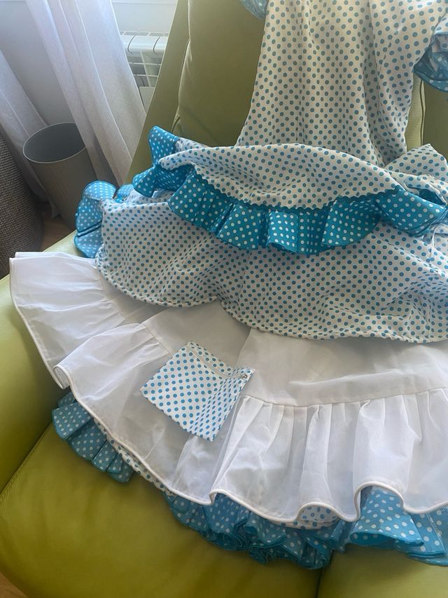 Vestido de Sevillana Polka Azul