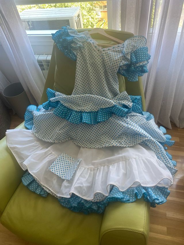Vestido de Sevillana Polka Azul