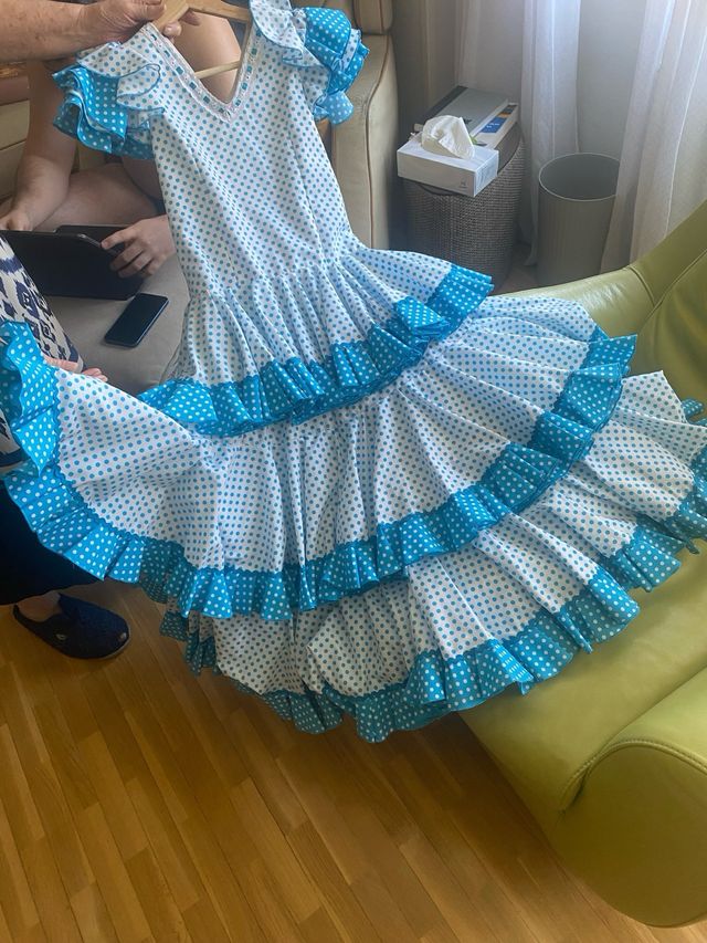 Vestido de Sevillana Polka Azul