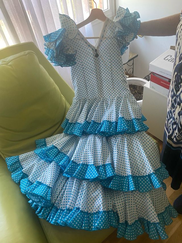 Vestido de Sevillana Polka Azul