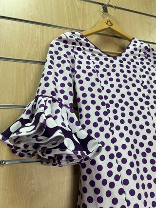 Traje Flamenca Morado y Blanco Talla 10
