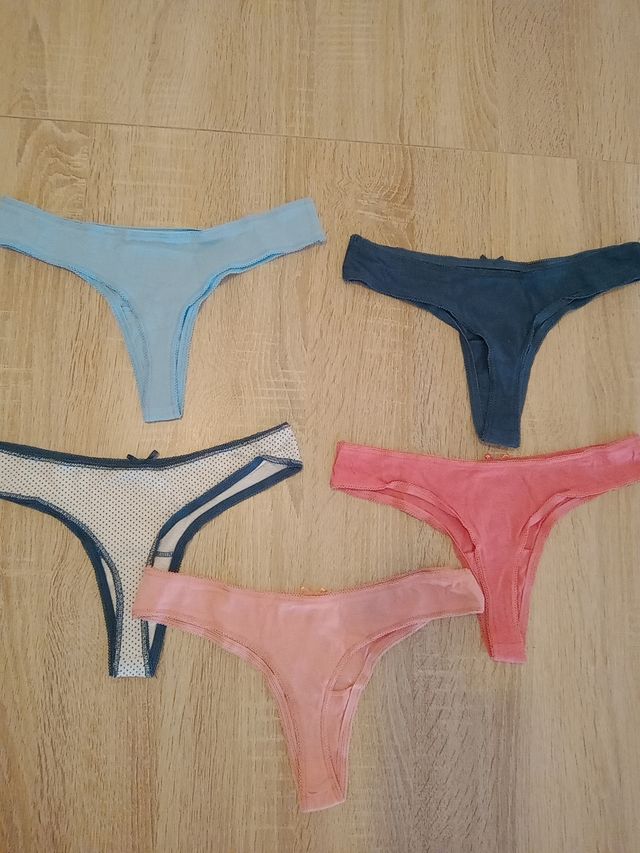 Pack 5 tangas mujer varios colores 100% algodón