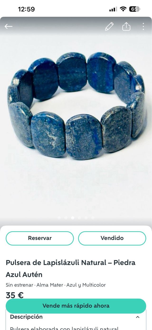 Pulsera de Lapislázuli Natural – Azul Intenso