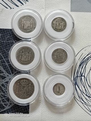 12 Monedas de 2 Pesetas 1 y 50 ctms de Plata