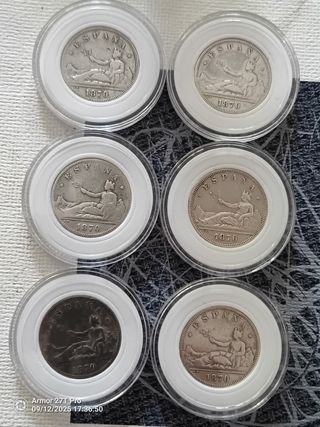 12 Monedas de 2 Pesetas 1 y 50 ctms de Plata