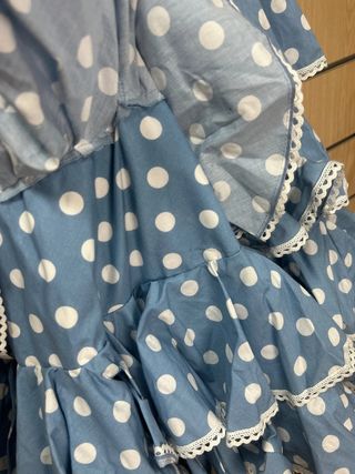 Traje de flamenca lunares azul talla 14