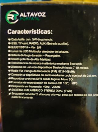 Altavoz Portátil RT 7079 Radio FM