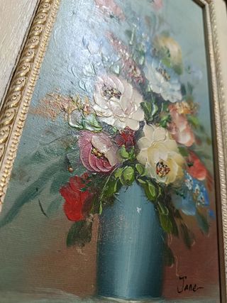 Bodegón de Flores Óleo sobre Madera Firmado