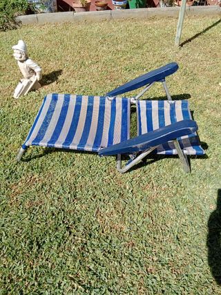 Sillón Playa/Camping Rayas Azul y Plata