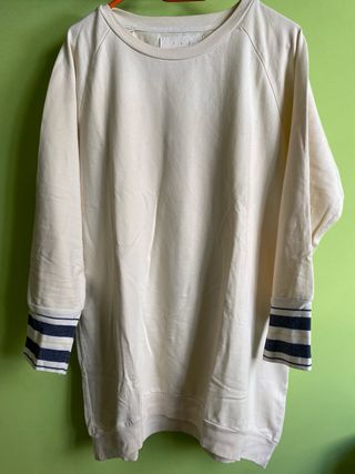 Jersey largo beige con rayas