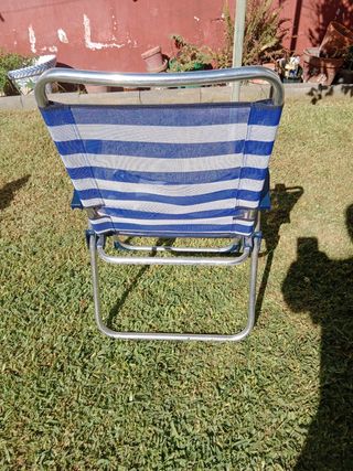 Sillón Playa/Camping Rayas Azul y Plata