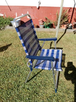 Sillón Playa/Camping Rayas Azul y Plata