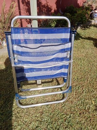 Sillón Playa/Camping Rayas Azul y Plata