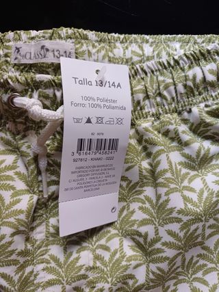 Bañador palmeras verde y blanco talla 13 años