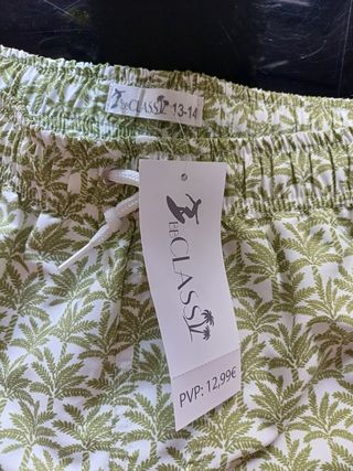 Bañador palmeras verde y blanco talla 13 años