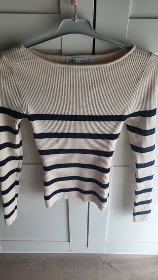 Jersey ZARA rayas beige talla L