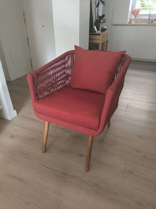 Butaca de exterior de cuerda y madera