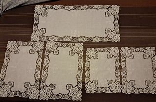 Set 5 centri ricamo pizzo