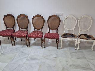 6 Sillas de Madera con Rattan