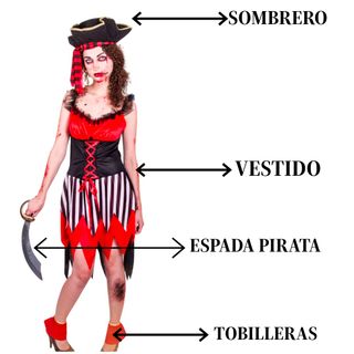 Disfraz Pirata Zombie Mujer Vestido Talla S/M