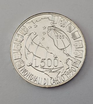 500 Lire Argento 1989 Mondiali di Calcio Italia