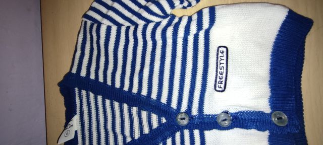 Rebeca de bebé a rayas