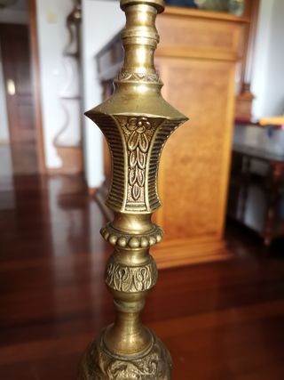 Lámpara vintage de pie bronce/latón