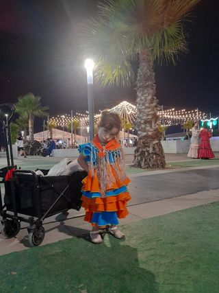 Traje Flamenca Hecho a Mano Azul Naranja 12-18 mes