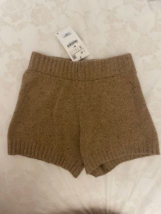 Pantalones cortos de punto Zara marrones