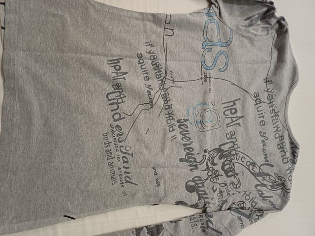 Camiseta gris estampada manga larga