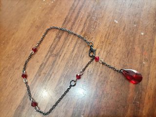 Bracciale/Cavigliera Nera con Cristalli Rossi